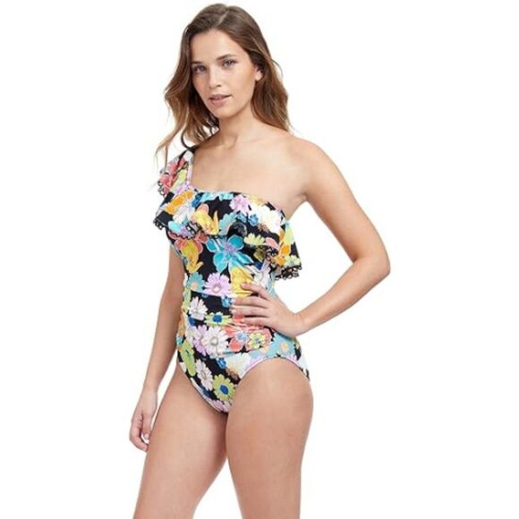 Profile by Gottex Women's Rising Sun One Shoulder One-Piece Swimsuit Size 14 - Picture 3 of 10